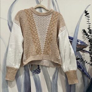 Elegant Knit Sweater in Brown and Cream